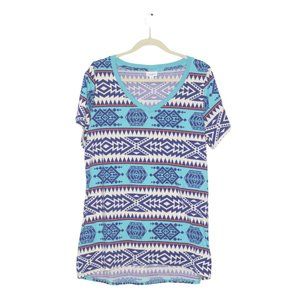 🌞 LuLaRoe Christy V Neck Aztec Print Tee Size XL 😎